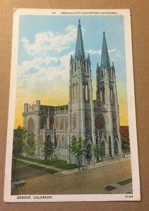 VINTAGE 1929 USED POSTCARD IMMACULATE CONCEPTION CATHEDRAL, DENVER, COLORADO