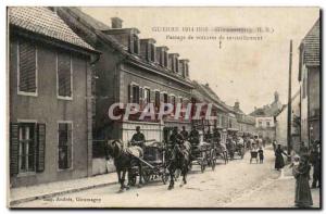 Giromagny Old Postcard passage refueling cars (militaria)