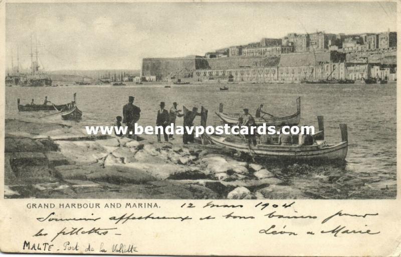 malta, VALLETTA, Grand Harbour and Marina (1904)