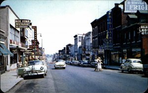 Kingston Ontario ON Classic 1950s Cars Frigidaire Street Scene Vintage Postcard