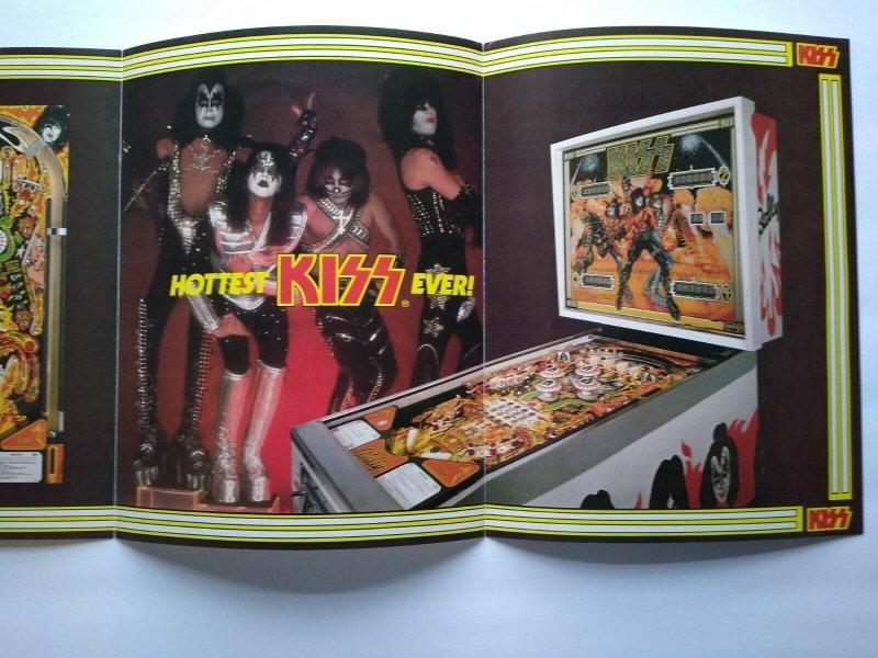 Kiss Pinball FLYER Original Bally 1979 Foldout Artwork Sheet Hard Rock Music 
