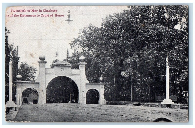 c1910's Court of Honor May 20th Charlotte Entrance NC North Carolina Postcard 