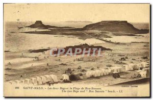 Postcard Old Saint Malo The two Beys and Bon Secours Beach