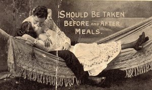 c1910 TIOGA PENNSYLVANIA ROMANTIC KISS...AFTER MEALS COMEDIC POSTCARD 46-210