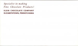 Postcard Klein Chocolate Company in Elizabethtown, Pennsylvania