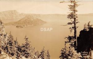 A18 OREGON Or Postcard Real Photo RPPC 1928 CRATER LAKE Island Edge