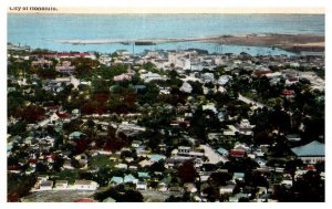 Aerial View of the city of Honolulu Hawaii Vintage Postcard