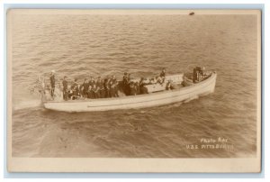 c1920's USS Pittsburgh Boat Funeral Sea Casket RPPC Photo Vintage Postcard 