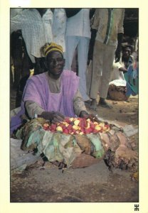 Sahel Niger Guidan Ider kola nut ethnic market seller postcard