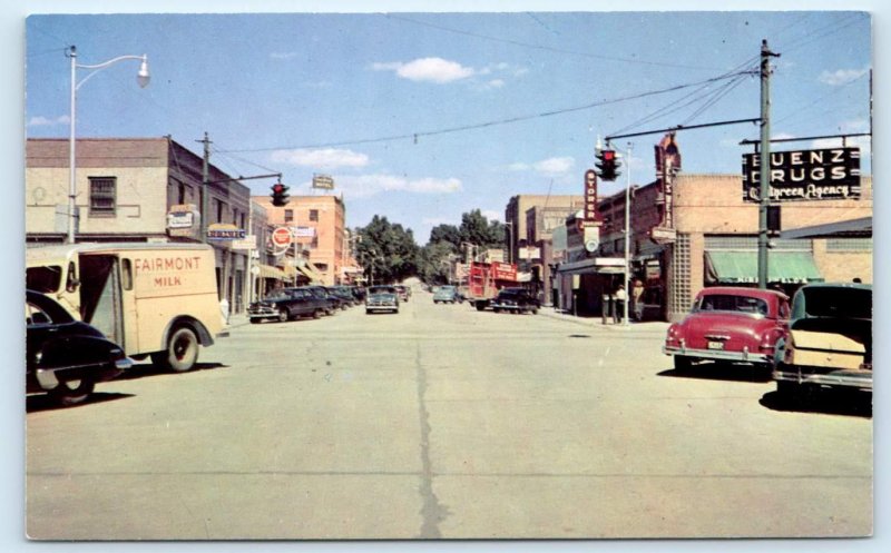 2 Postcards OGALLALA, Nebraska NE ~ STREET SCENES c1950s Cars - Keith County