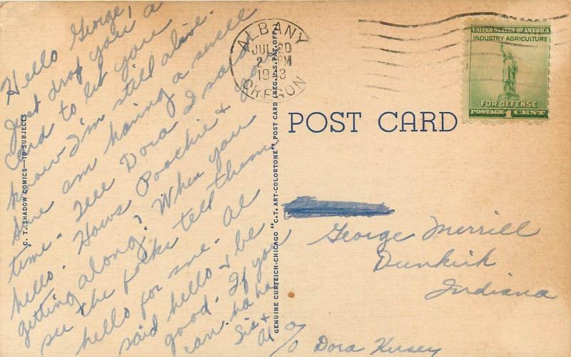 Wish I Was A Dog, Risque Comic Linen Postcard. Man Looking At Undressed Girl 