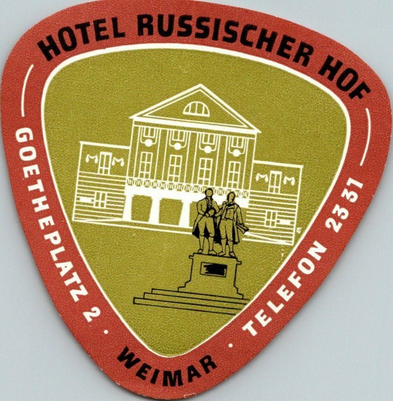 Germany Weimar Hotel Russischer Hof Vintage Luggage Label sk4733