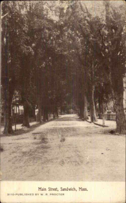 Sandwich Cape Cod MA Main St. c1910 Postcard - Proctor