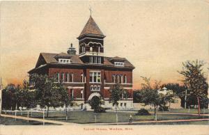 Windom Minnesota~School House~Small Trees along Pathways~c1910 Postcard