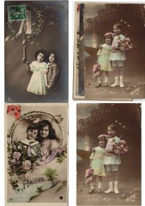 CHILDREN BOYS & GIRLS REAL PHOTO GLAMOR 136 Vintage Postcards Pre-1940 (L5290)