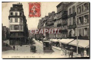 Old Postcard Tram Le Havre Rue de Paris