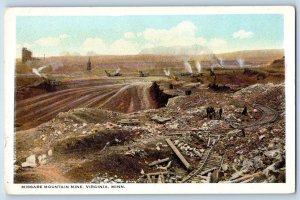Virginia Minnesota MN Postcard Missabe Mountain Mine Aerial View Railroad 1920