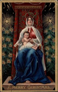 Christmas Jesus Christ Baby Jesus Mother Mary Madonna c1910 Vintage Postcard