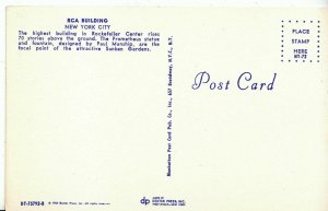 America Postcard - RCA Building - New York City - Highest Building   A232