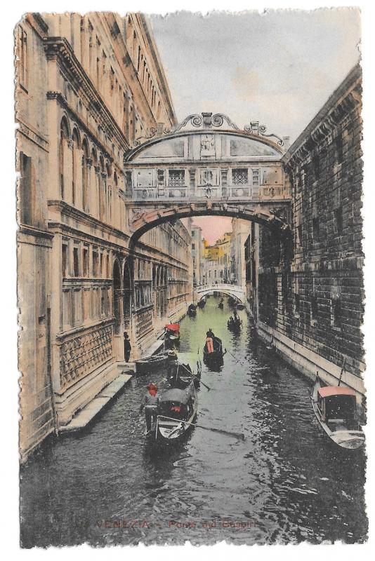 Italy Venezia Bridge of Sighs Ponte dei Sospiri Gondola Canal Vtg Postcard