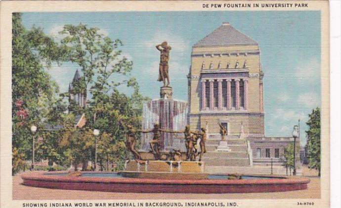 Indiana Indianapolis De Pew Fountain In University Park Curteich