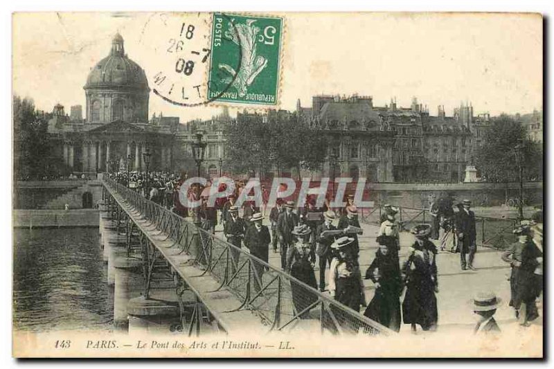 Old Postcard The Paris Arts and the Institute of Bridge