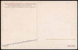 Germany WWI General von Hindenburg Patriotic PPC 70037