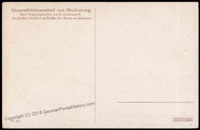 Germany WWI General von Hindenburg Patriotic PPC 70037