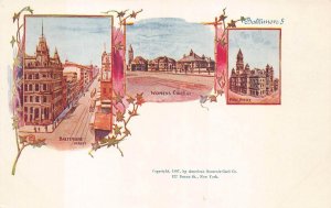 BALTIMORE STREET WOMENS COLLEGE & POST OFFICE MARYLAND POSTCARD (1897)