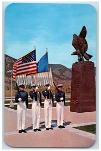 c1960's Color Guard US Air Force Academy Eagle Statue Denver Colorado Postcard 
