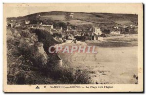 Old Postcard St Michel en Greve The Beach Towards L & # 39Eglise