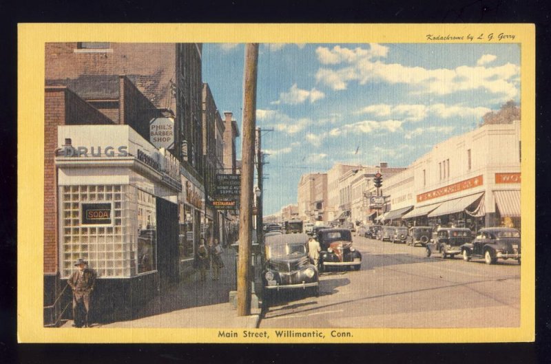 Willimantic, Connecticut/CT Postcard, Main Street Downtown, Woolworth's-...