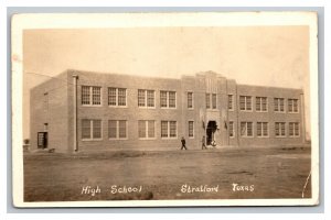 Vintage 1930's RPPC Postcard High School Building in Stratford Texas