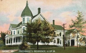 Vintage Postcard 19107 President's Residence U of M Orono Maine ME