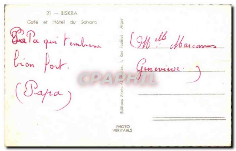 Algeria Biskra Constantine Old Postcard Cafe and Sahara Hotel