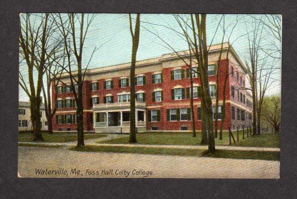 ME Vintage view Foss Hall Colby College Waterville Maine Postcard