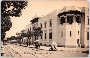 VINTAGE POSTCARD THE AGRICULTURAL INDUSTRY BUILDING AT TUNIS TUNISIA TRAMWAY