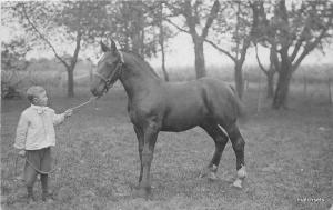 1910 Kelley Iowa Boy Horse Story County RPPC Real photo postcard 8880