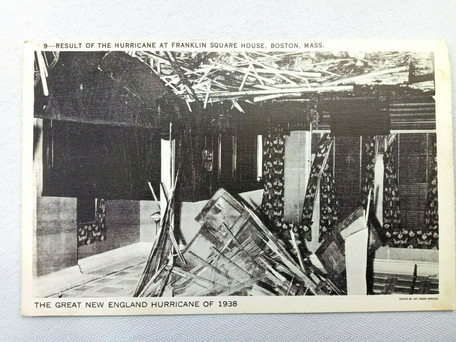 Vintage Postcard New England Hurricane 1938 Franklin Square House Boston MA United States