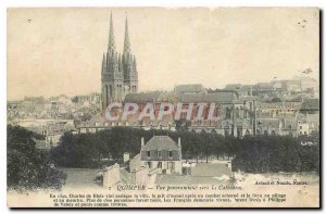 Old Postcard Quimper Panoramic view to the Cathedral