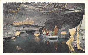 NY, New York   HOWE CAVERNS-Underground Tourist Filled Boat     c1940's Postcard