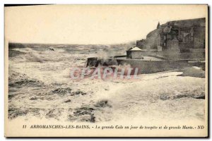 Old Postcard Arromanches La Grande Cale A Day Storm and Great Maree