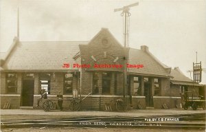 Depot, Michican, Vicksburg, RPPC, Grand Rapids & Indiana Railroad Station, Photo