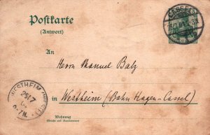 VINTAGE POSTCARD GERMAN POSTAL CARD DUAL CANCEL KASSEL (CASSEL) 1904