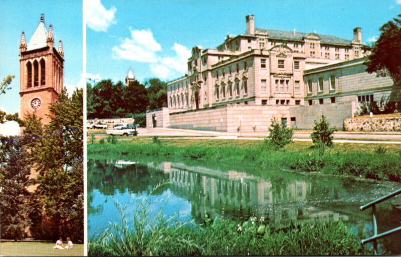 Iowa Ames Campanile and Memorial Union Overlooking Lake Laverne Iowa State Co...