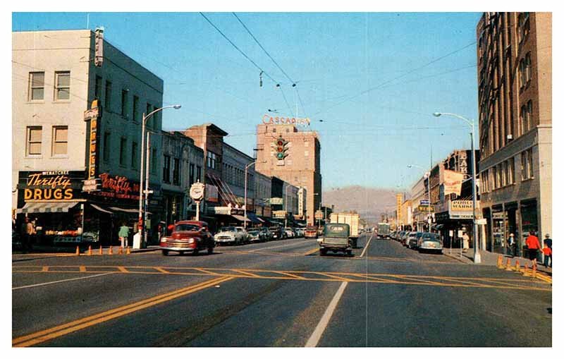 Postcard SHOPS SCENE Wenatchee Washington WA AR2261