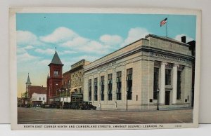 Lebanon Pa N East Corner Ninth & Cumberland Sts Market Sqr Vintage Postcard C9