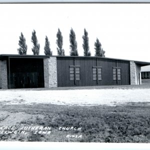 c1950s Oelwein, IA RPPC Peace Lutheran Church Real Photo Postcard Modern A112