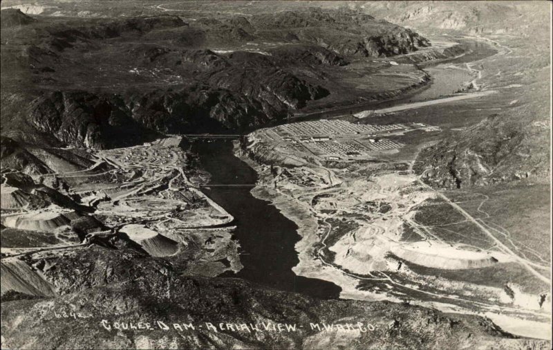 COULEE DAM WA Aerial View Old Real Photo RPPC Postcard