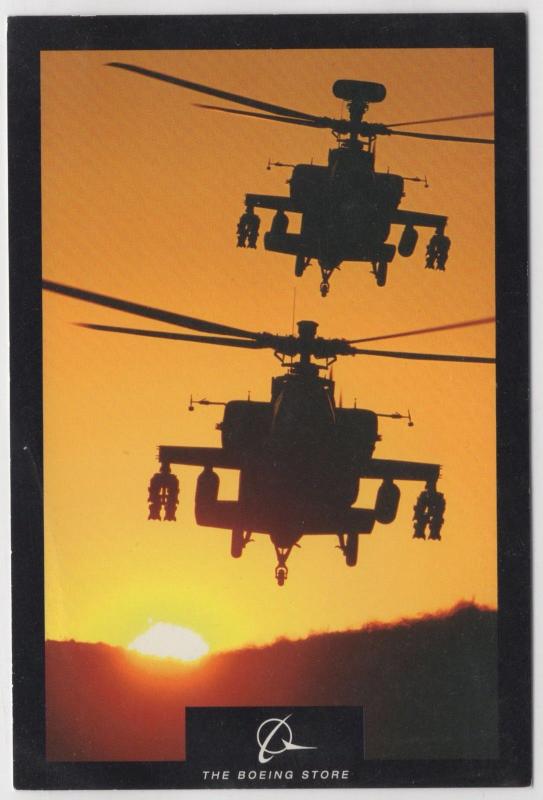 Boeing AH-64A Apache and Apache Longbow Combat Helicopters At Sunset Postcard